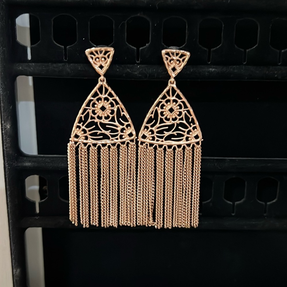 Kendra Scott rose gold fringe earrings
